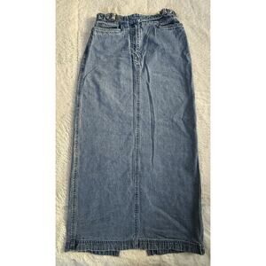 Vintage Ralph Lauren Denim Midi Skirt Women’s Size 4 Buckle Waist Hong Kong